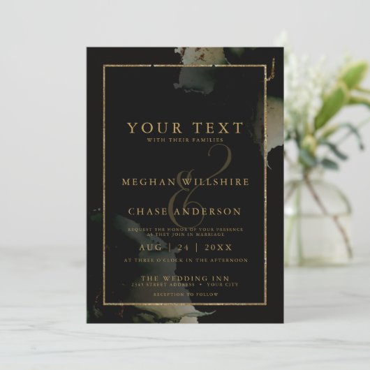 Modern Sage Black Custom3 Waterverf Kaart (Staand voorkant)