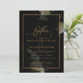 Modern Sage Black Custom Waterverf Kaart (Staand voorkant)