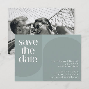 Modern Sage Blauwgroen groene geometrische chique  Save The Date