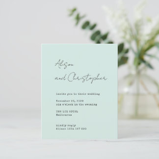Modern Sage Elegant Script Wedding Invitation