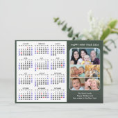 Modern Sage Green 2025 Kalender Minimalist 5 Foto Feestdagenkaart (Staand voorkant)