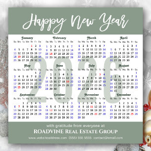 Modern Sage Green 2025 Kalender Zakelijk Magnetisc