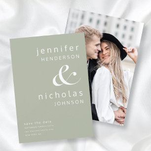 Modern Sage Green Ampersand Foto Save The Date