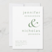 Modern Sage Green Ampersand Typografie Foto Save The Date (Voorkant)