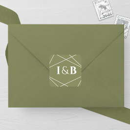 Modern Sage Green and White Geometric Wedding Vierkante Sticker
