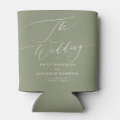 Modern Sage Green and White Simple Wedding Blikjeskoeler (Achterkant)