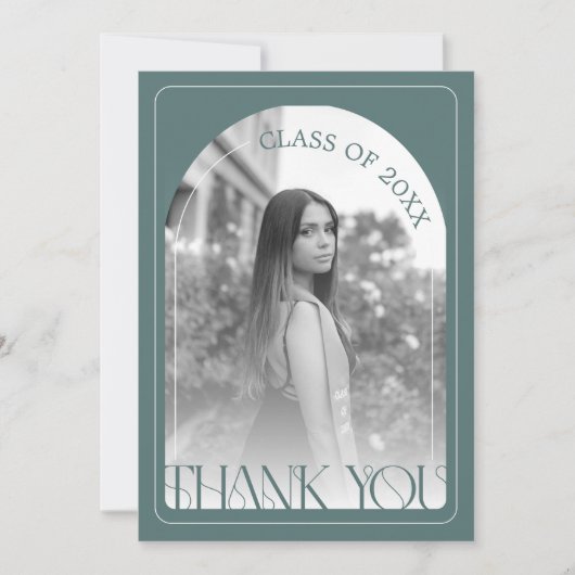 Modern Sage Green Arch Graduation Flat Bedankkaart (Voorkant)