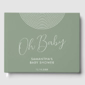 Modern Sage Green Baby Shower geometric Gastenboek (Voorkant)