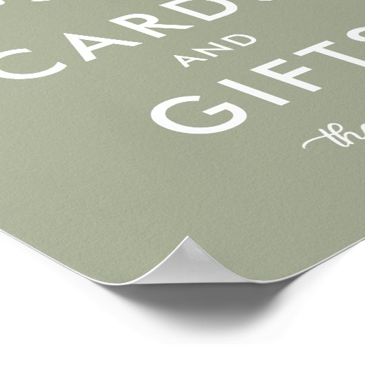 Modern Sage Green Baby shower Kaarten en geschenke Poster (Hoek)