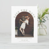 Modern Sage Green Boho Arch Photo Wedding Save The Date (Staand voorkant)