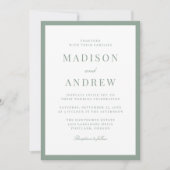 Modern Sage Green Border Photo Wedding Kaart (Voorkant)