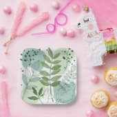 Modern Sage Green Botanical Leaf Pattern Papieren Bordje (Feest)