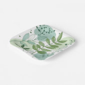 Modern Sage Green Botanical Leaf Pattern Papieren Bordje (Gebogen)