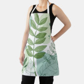 Modern Sage Green Botanical Leaf Pattern Schort (Insitu)