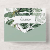 Modern Sage Green Botanische tuinfoto bruiloft All In One Uitnodiging (Achterkant)