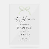 Modern Sage Green Bow Monogram Wedding Welcome (Recto)
