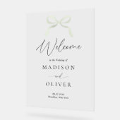 Modern Sage Green Bow Monogram Wedding Welcome (Angle)