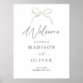 Modern Sage Green Bow Monogram Wedding Welcome Poster (Voorkant)