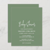 Modern Sage Green Budget Baby shower Invitation (Voorkant / Achterkant)
