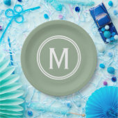 Modern Sage Green Custom Round - Geformatteerd mon Papieren Bordje (Feest)