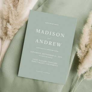Modern Sage Green Elegant Wedding Kaart