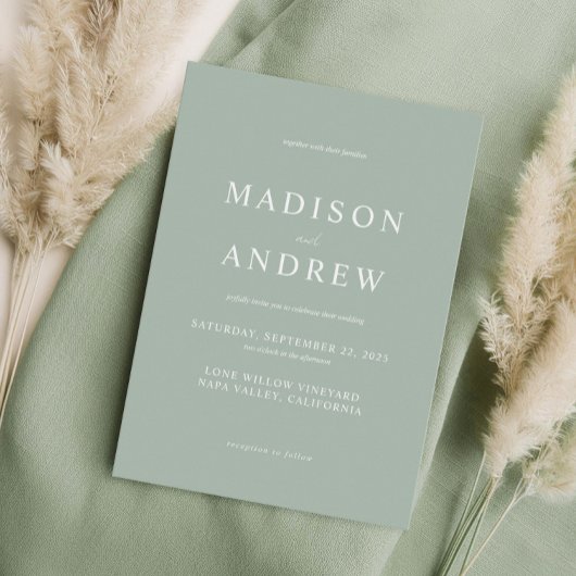 Modern Sage Green Elegant Wedding Kaart