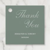 Modern Sage Green Elegant White Script Wedding Bedankjes Labels (Voorkant)