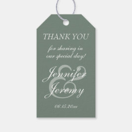 Modern Sage Green Elegant White Script Wedding Cadeaulabel