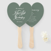 Modern Sage Green Elegant White Script Wedding Handwaaier (Voorkant en achterkant)