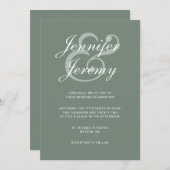 Modern Sage Green Elegant White Script Wedding IV Kaart (Voorkant / Achterkant)