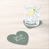 Modern Sage Green Elegant White Script Wedding Kartonnen Onderzetters (Insitu)