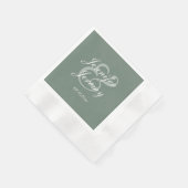 Modern Sage Green Elegant White Script Wedding Servet (Hoek)