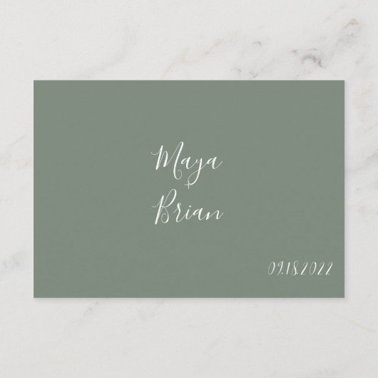 Modern Sage Green Enclosure Card Informatiekaartje (Achterkant)