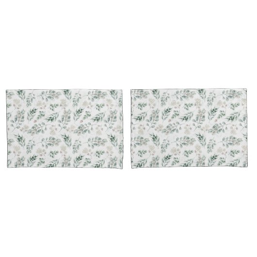 Modern Sage Green Eucalyptus Kussensloop (Voorkant-Set)