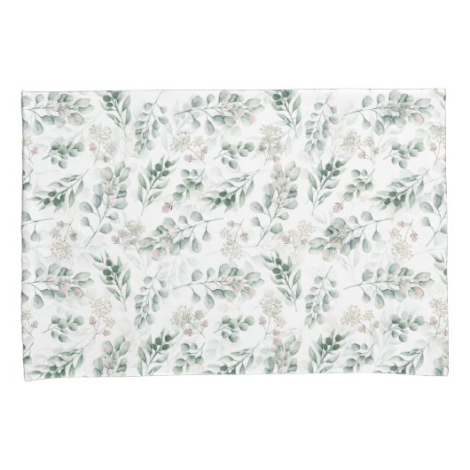 Modern Sage Green Eucalyptus Kussensloop (Voorkant-Rechts)