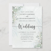 Modern Sage Green Eucalyptus Wedding Invitation (Devant)