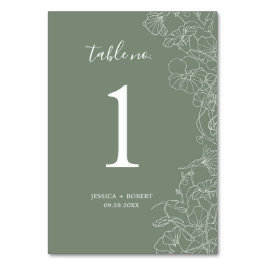 Modern Sage Green Floral Wedding Kaart