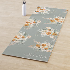 Modern Sage Green Floral Yogamat