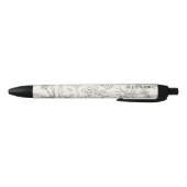 Modern Sage Green Flowers Herbs Boho Pattern Zwarte Inkt Pen (Bodem)