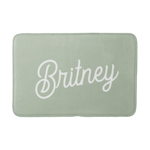 Modern Sage Green gepersonaliseerd monogram en naa Badmat