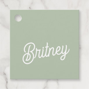 Modern Sage Green gepersonaliseerd monogram en naa Bedankjes Labels