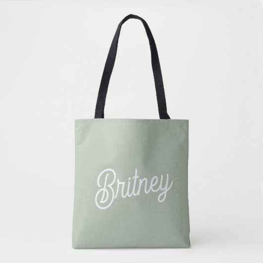 Modern Sage Green gepersonaliseerd monogram en naa Draagtas (Voorkant)