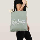 Modern Sage Green gepersonaliseerd monogram en naa Draagtas (Dichtbij)