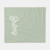 Modern Sage Green gepersonaliseerd monogram en naa Fleece Deken (Voorkant (Horizontaal))