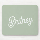 Modern Sage Green gepersonaliseerd monogram en naa Muismat (Voorkant)