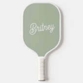 Modern Sage Green gepersonaliseerd monogram en naa Pickleball Paddle (Voorkant)