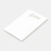 Modern Sage Green gepersonaliseerd monogram en naa Post-it® Notes (Schuin)