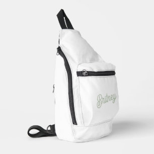Modern Sage Green gepersonaliseerd monogram en naa Sling Bag