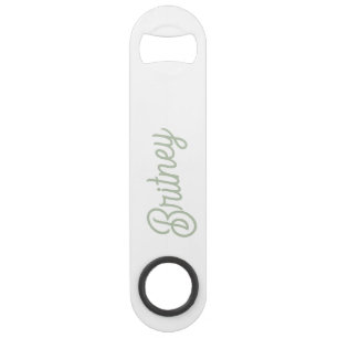 Modern Sage Green gepersonaliseerd monogram en naa Speed Flessenopener