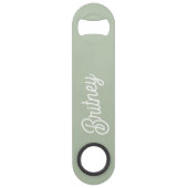 Modern Sage Green gepersonaliseerd monogram en naa Speed Flessenopener (Achterkant)